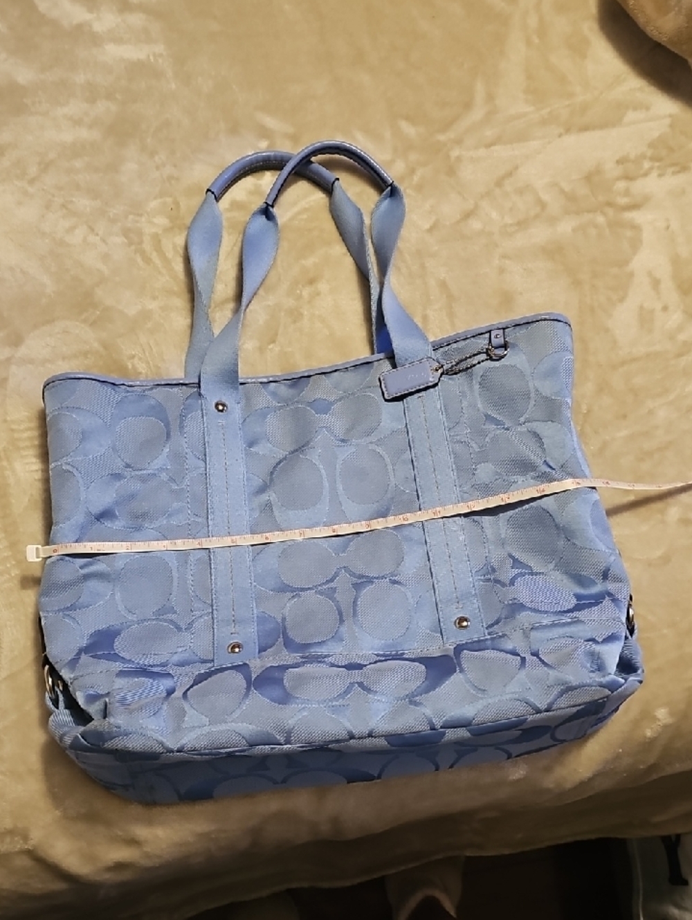 Light Blue Coach Signature Tote Bag